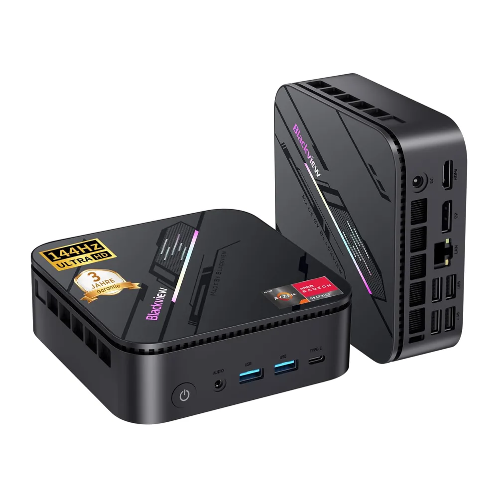 Blackview MP100 Pro Mini PC 2026, AMD Ryzen 7430U, 16GB RAM 512GB SSD, Win 11 Pro Mini Computer, RGB