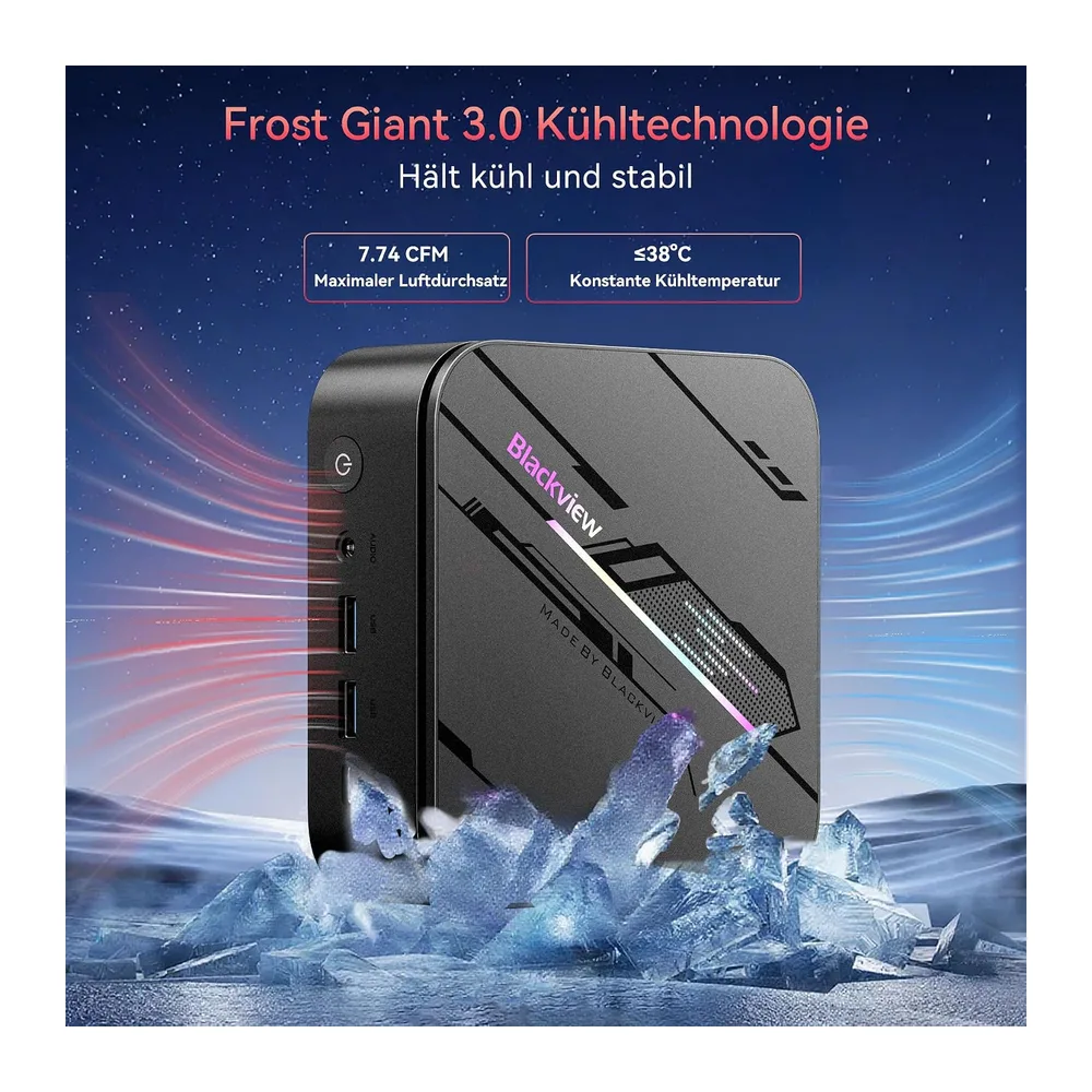 Blackview MP100 Pro Mini PC 2026, AMD Ryzen 7430U, 16GB RAM 512GB SSD, Win 11 Pro Mini Computer, RGB — 3
