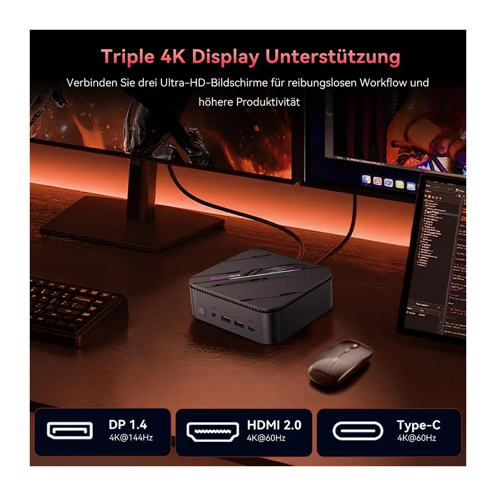 Blackview MP100 Pro Mini PC 2026, AMD Ryzen 7430U, 16GB RAM 512GB SSD, Win 11 Pro Mini Computer, RGB — 6