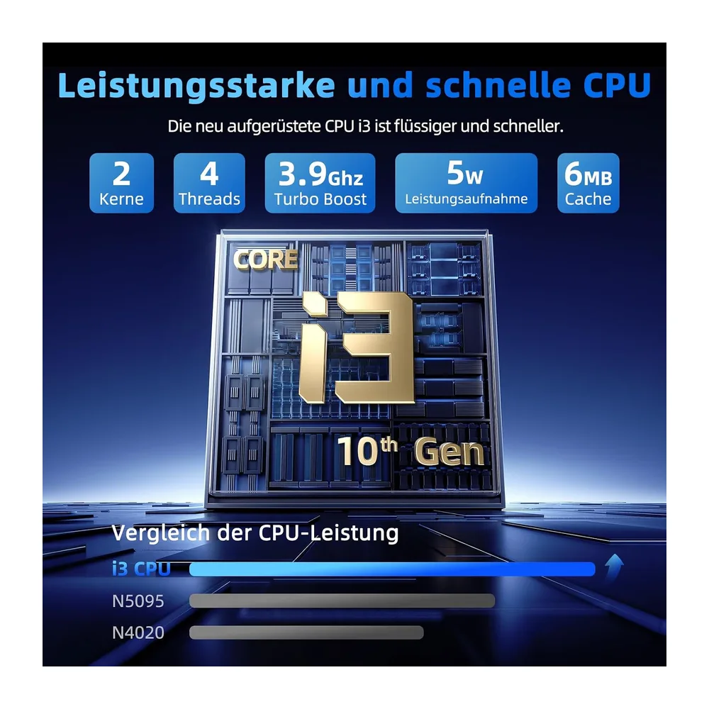 Laptop 18,5 Zoll 16GB RAM 256GB SSD, AI Unterstützung Notebook Core i3 (bis zu 3,9 GHz), 8000mAh Akku, Win — 5