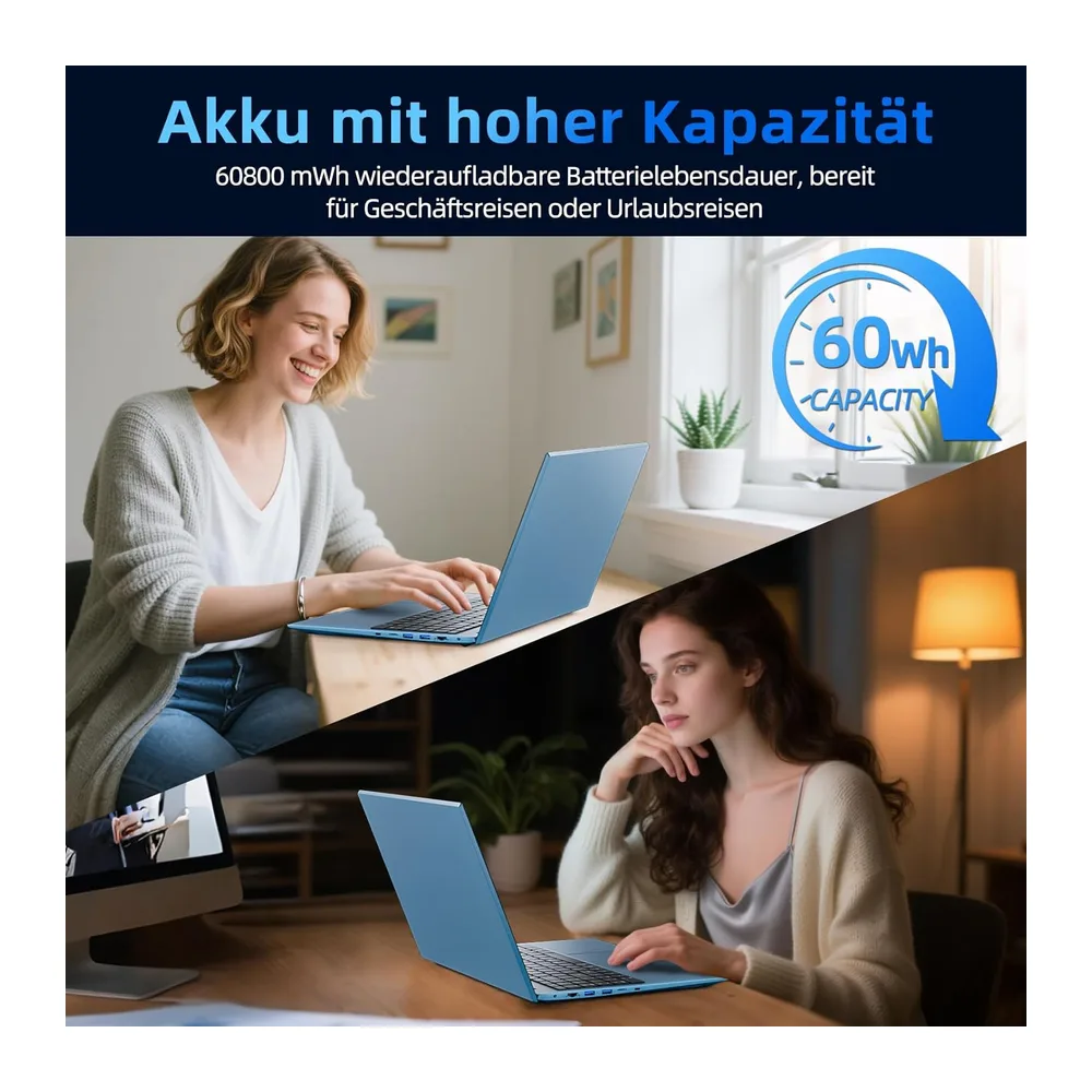 Laptop 18,5 Zoll 16GB RAM 256GB SSD, AI Unterstützung Notebook Core i3 (bis zu 3,9 GHz), 8000mAh Akku, Win — 6