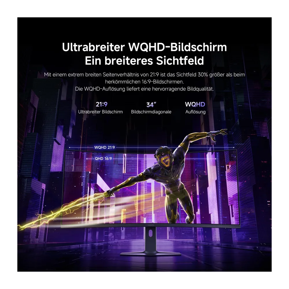 XIAOMI 34 Zoll 2K Curved Gaming Monitor, 180Hz,1ms GTG, 1500R, C34WQDA-RGGL — 4