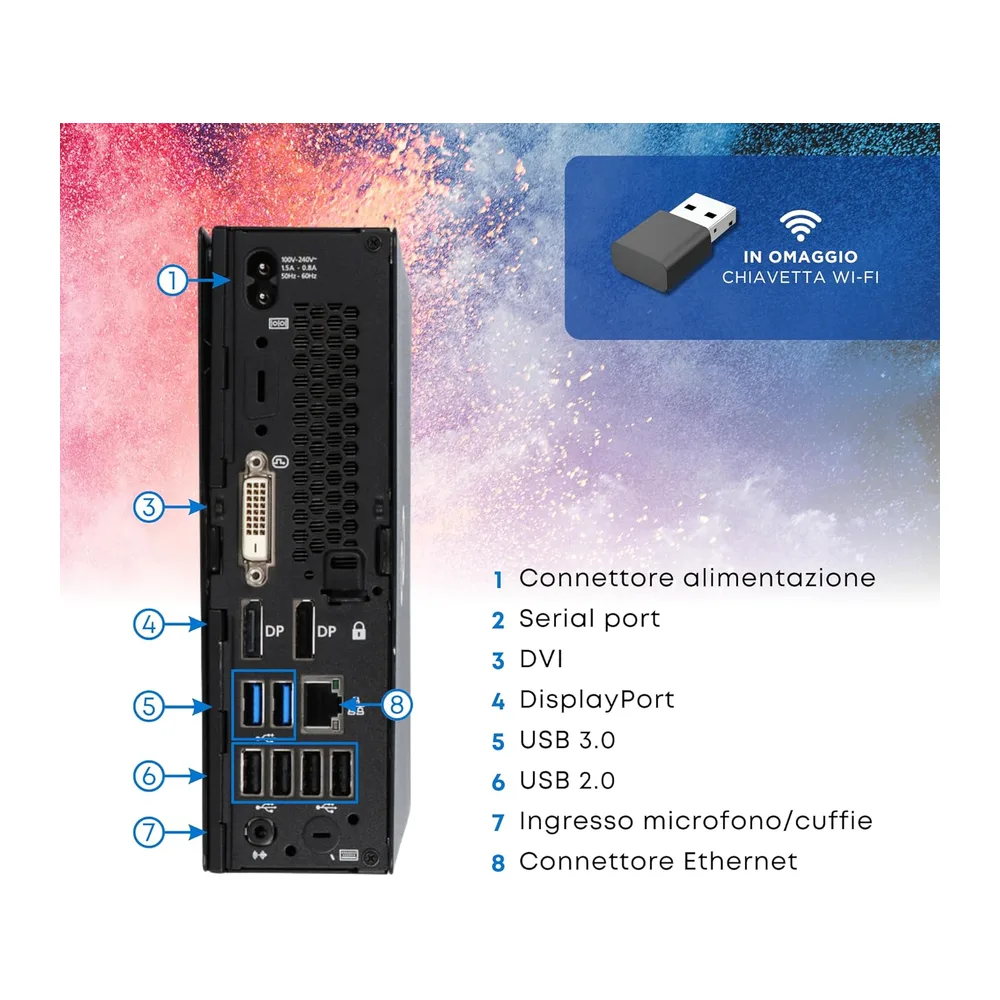 Fujitsu Q558 – Mini-PC Desktop-PC – Intel i5-8400T 6 Core 1,7 GHz – RAM 8 GB DDR4 SSD 256 GB, DVI + DP – Win — 2