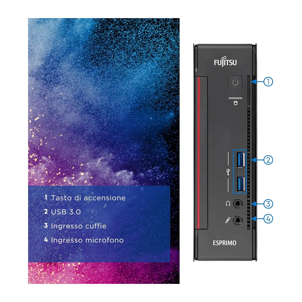 Fujitsu Q558 – Mini-PC Desktop-PC – Intel i5-8400T 6 Core 1,7 GHz – RAM 8 GB DDR4 SSD 256 GB, DVI + DP – Win — 3