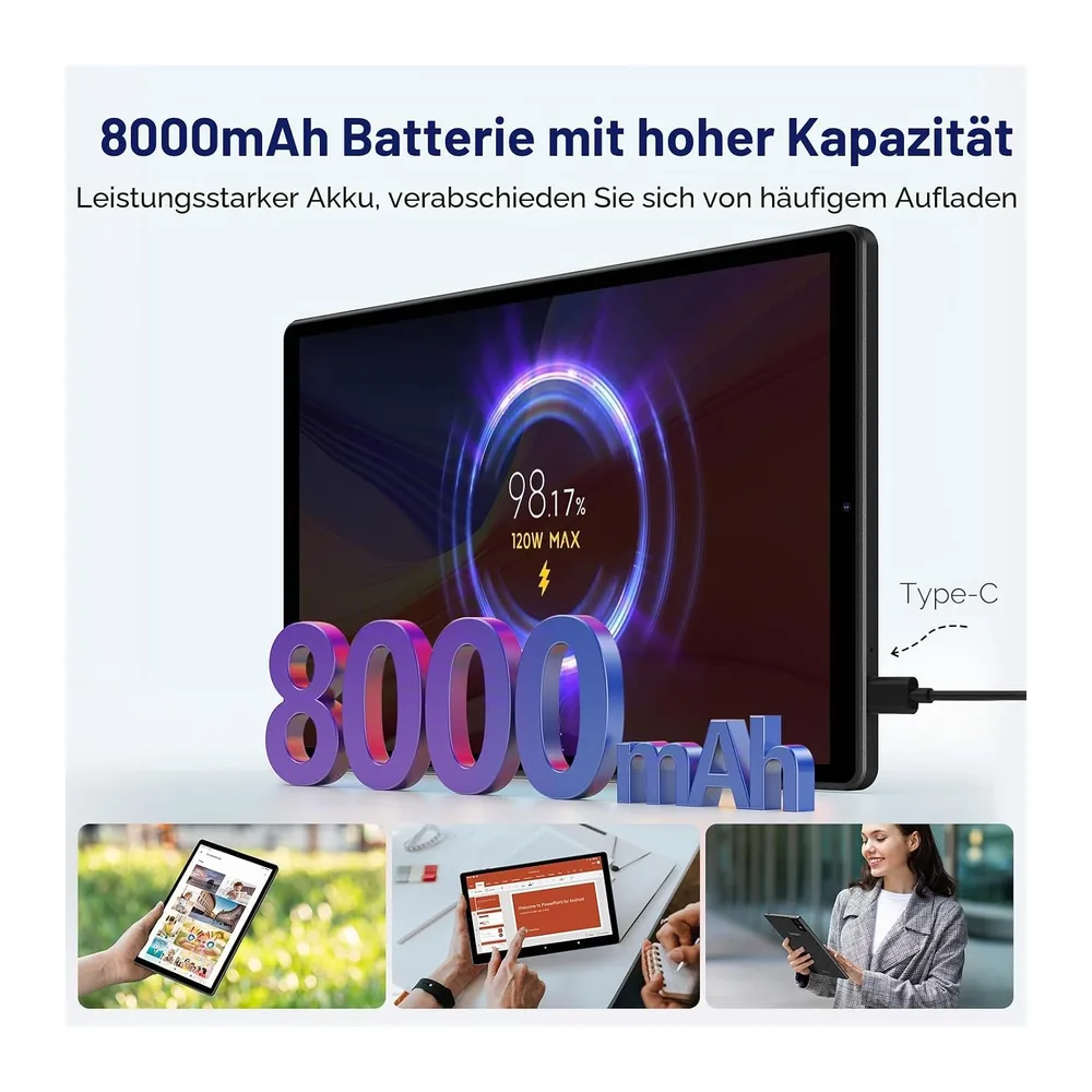 Android 16 Tablet 10,4 Zoll 2K FHD, Octa-Core 2,0 GHz, 36GB RAM+512GB ROM (bis 2TB TF), 4G LTE+5G WLAN, — 5