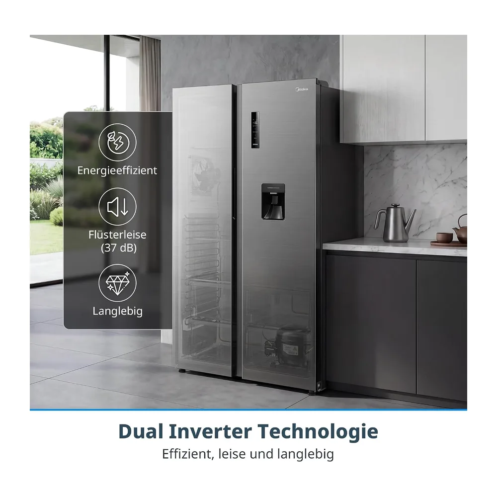 Midea 553 L Side-by-Side Kühlschrank mit Wasserspender und 3L Wassertank [Energieklasse D] — 5