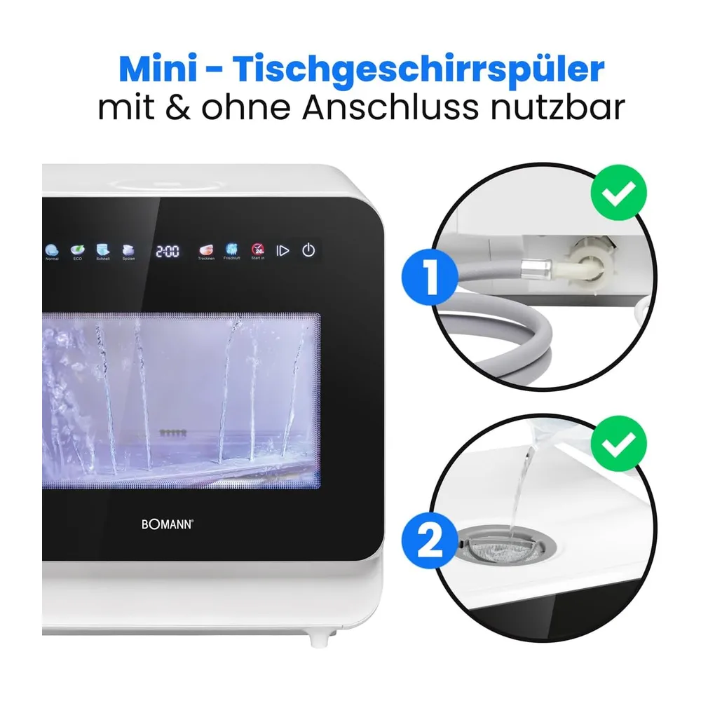Bomann® Tischgeschirrspüler mit Tank | mit und ohne Wasseranschluss nutzbar | Energieklasse C | 6 Programme | — 2