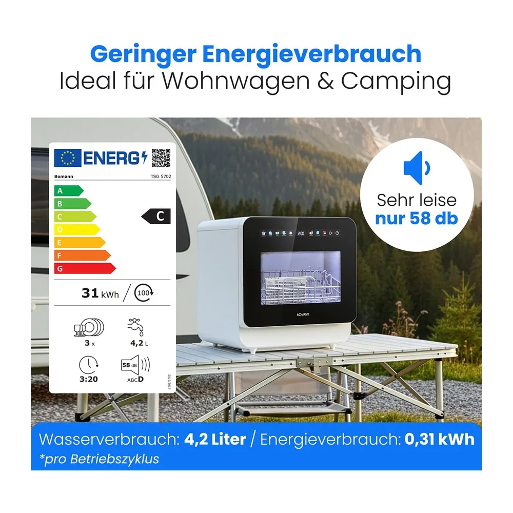 Bomann® Tischgeschirrspüler mit Tank | mit und ohne Wasseranschluss nutzbar | Energieklasse C | 6 Programme | — 3
