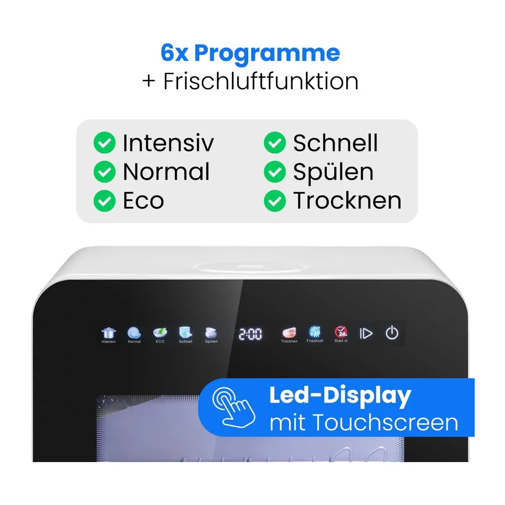 Bomann® Tischgeschirrspüler mit Tank | mit und ohne Wasseranschluss nutzbar | Energieklasse C | 6 Programme | — 6