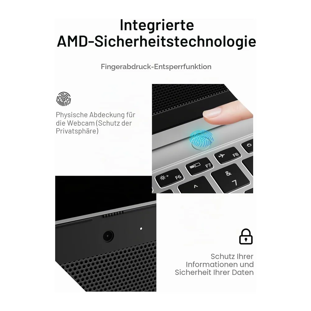 Laptop, 14-Zoll-Display mit 2880 x 1800 QHD+-Auflösung, AMD Ryzen 7 H255 (8 Kerne/16 Threads, bis zu 4,9 — 5