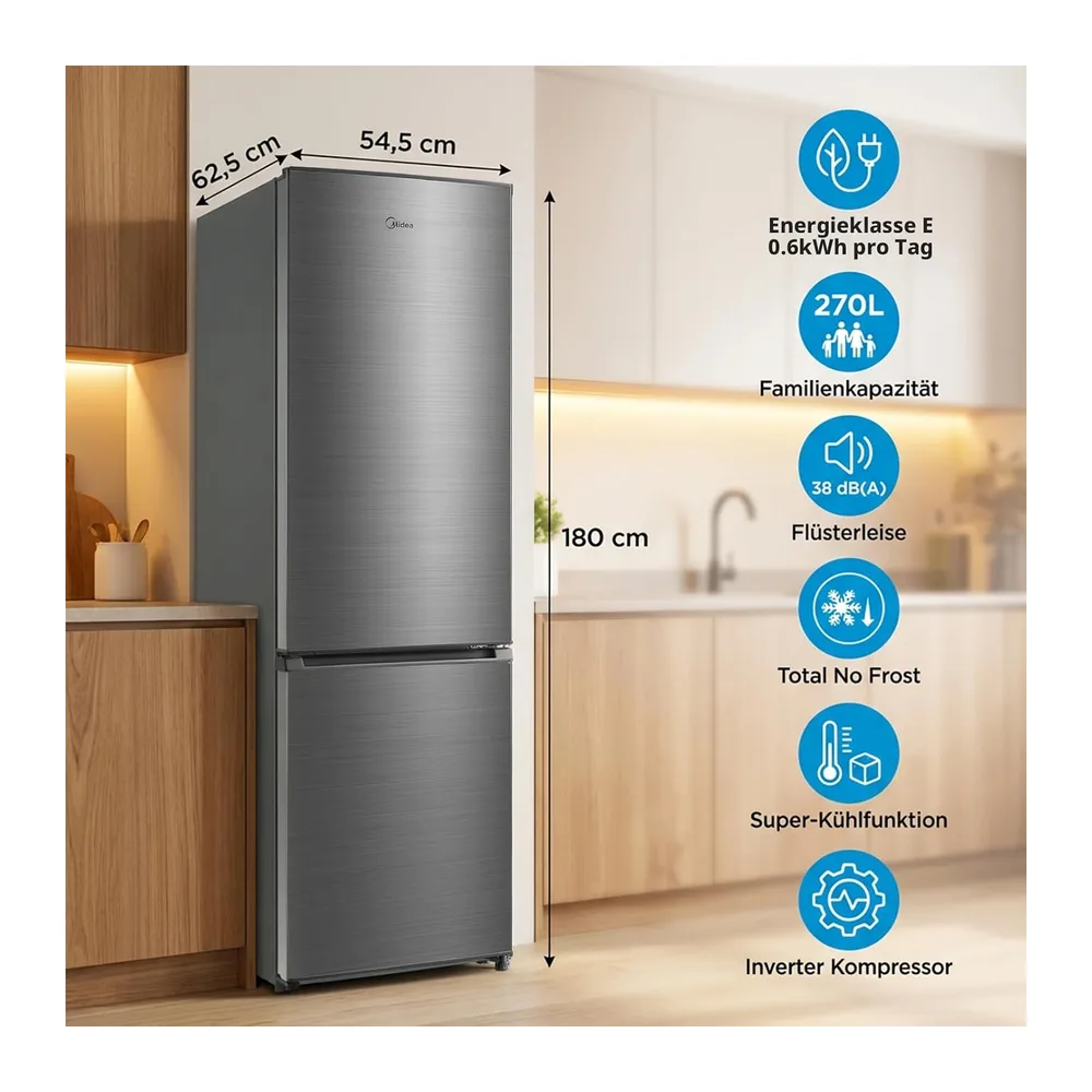 Midea 270L Kühlschrank mit gefrierfach(-24°C),Total Nofrost — 2