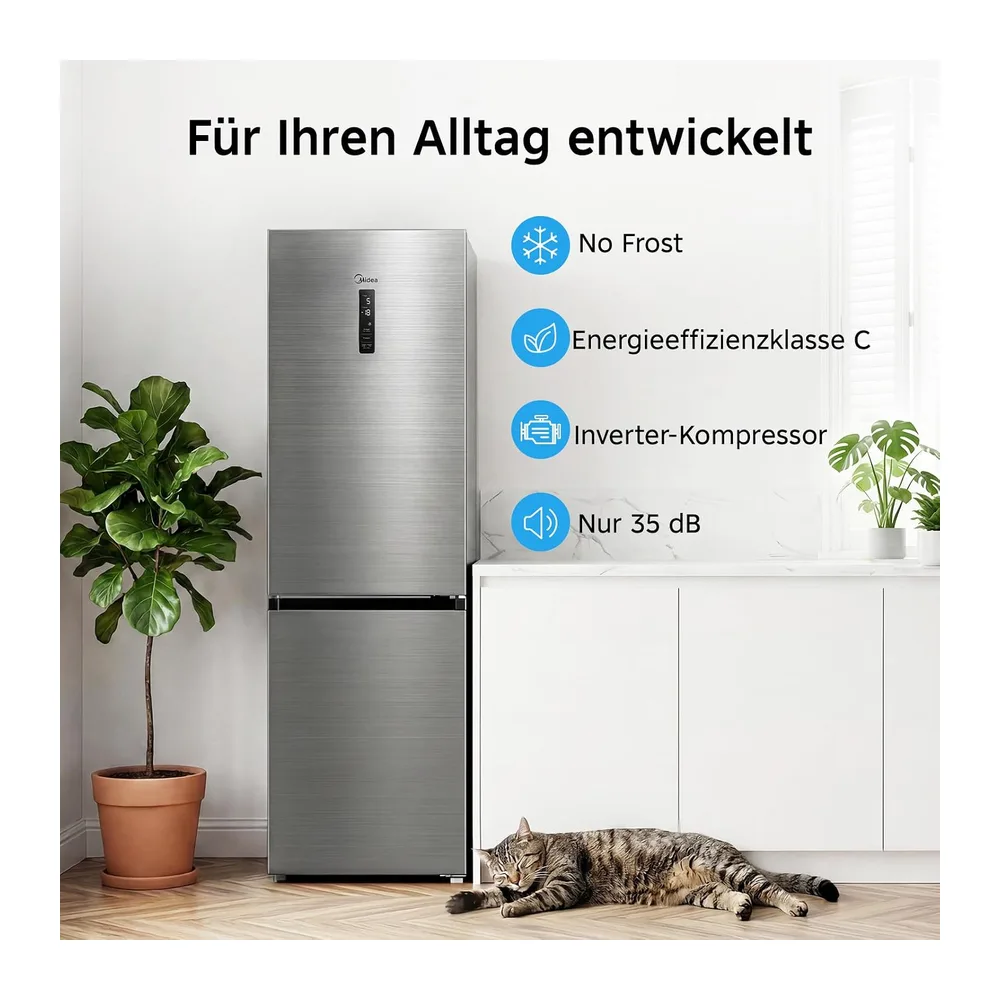 Midea 338L Kühlschrank mit gefrierfach,185cm — 2