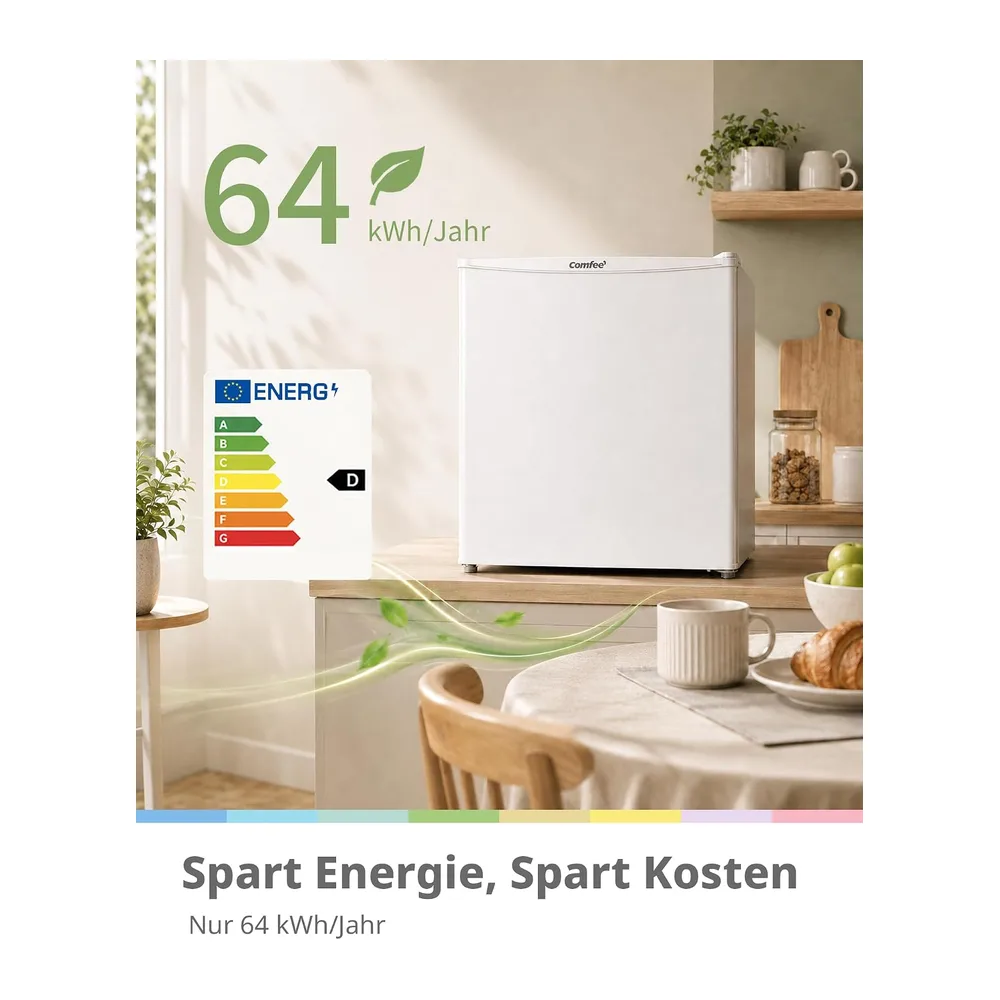 Comfee 43L Mini Kühlschrank, EEK D, 35 dB, 64 kWh/Jahr,Inverter‑Kompressor [Energieklasse D] — 3