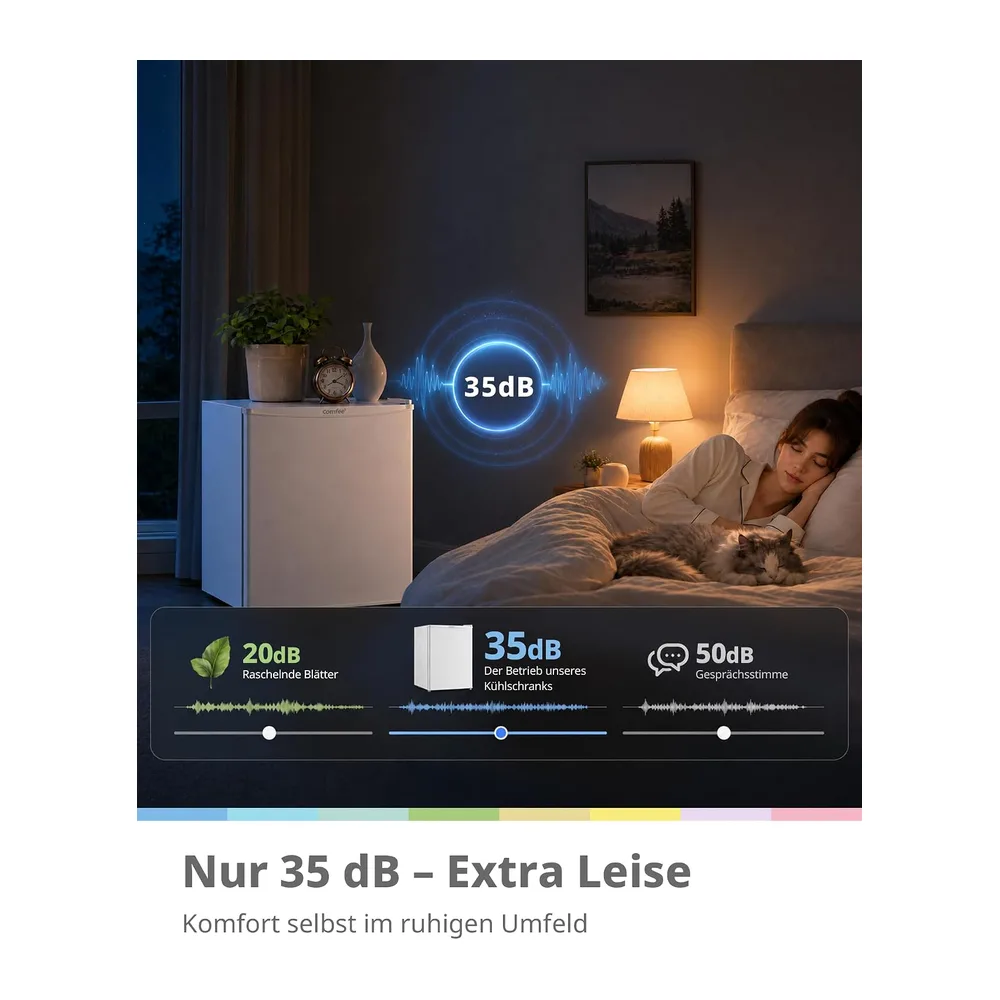 Comfee 43L Mini Kühlschrank, EEK D, 35 dB, 64 kWh/Jahr,Inverter‑Kompressor [Energieklasse D] — 5