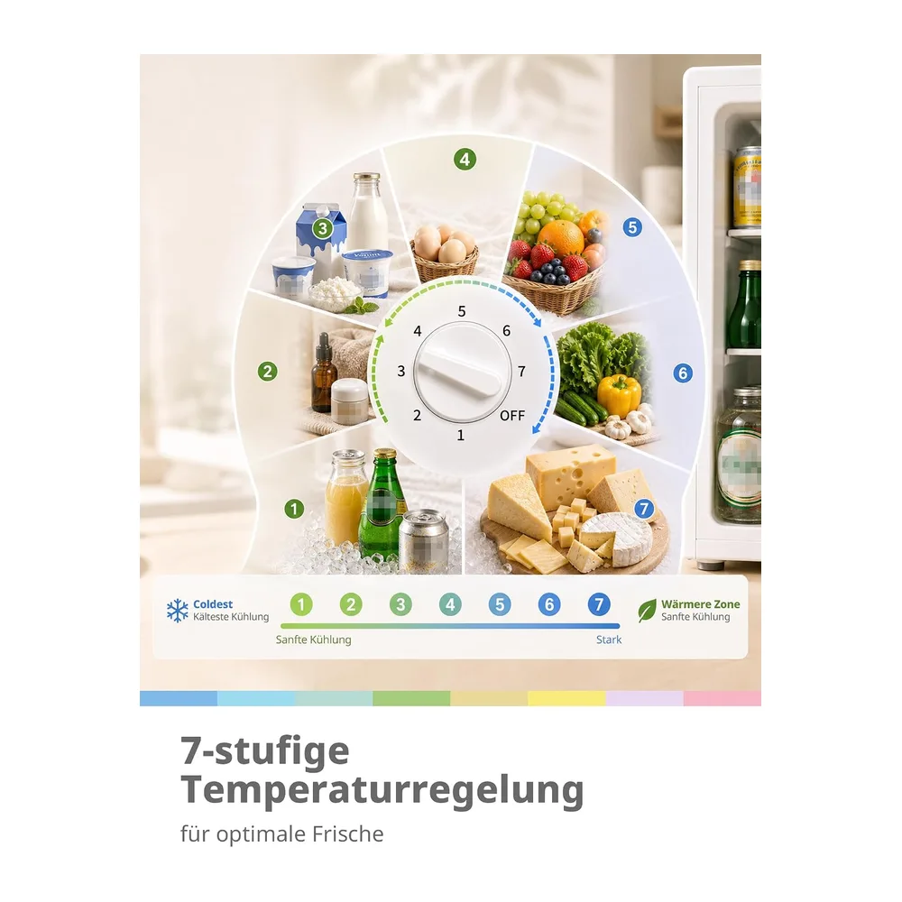 Comfee 43L Mini Kühlschrank, EEK D, 35 dB, 64 kWh/Jahr,Inverter‑Kompressor [Energieklasse D] — 6