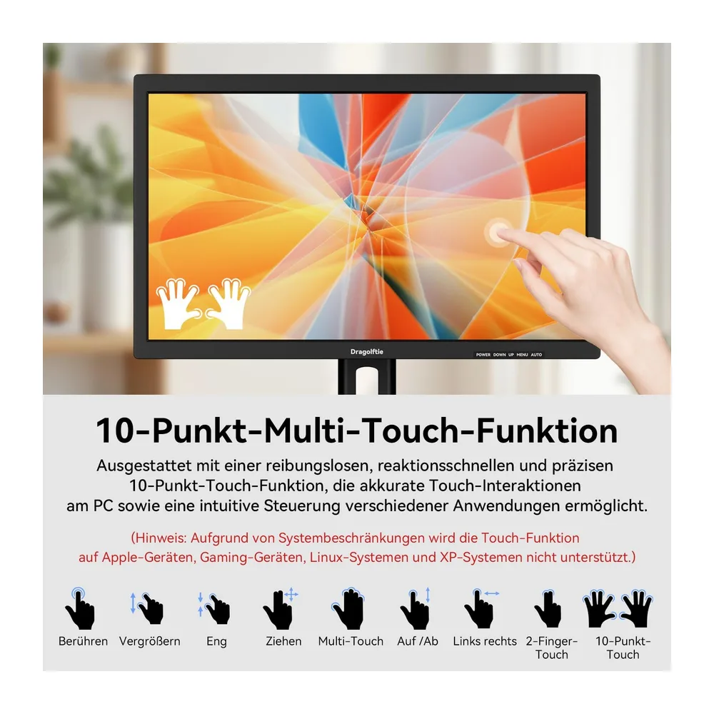 24 Zoll Touchscreen Monitor VA PC Touch Screen Kontrastverhältnis 3000:1 — 4