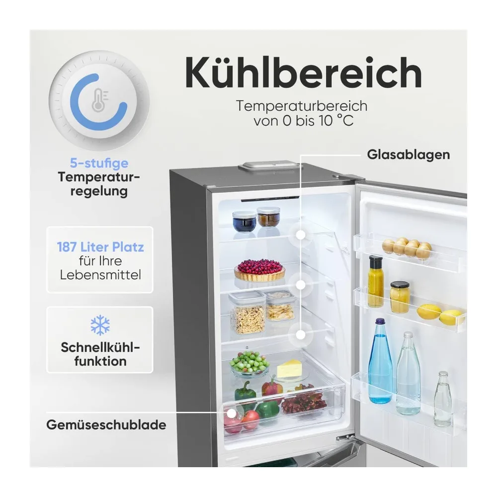Bomann® Kühlschrank mit Gefrierfach | Energieklasse C | 176cm | LowFrost | 5 Jahre Kompressor-Garantie | Kühl — 4