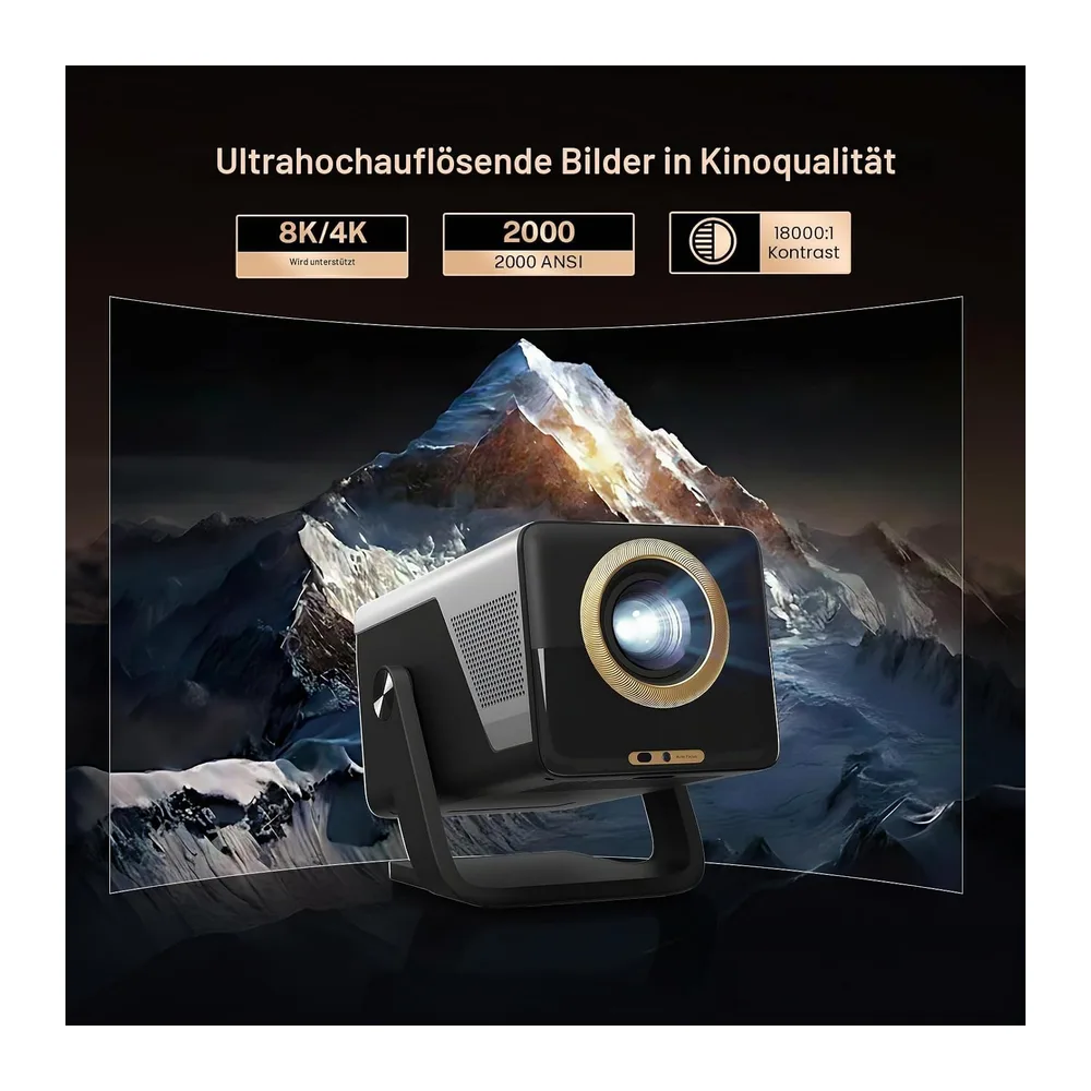 X7 Smart Beamer 4K-Unterstützung, 2000 ANSI, Android 14 mit Apps HiFi Audio — 3