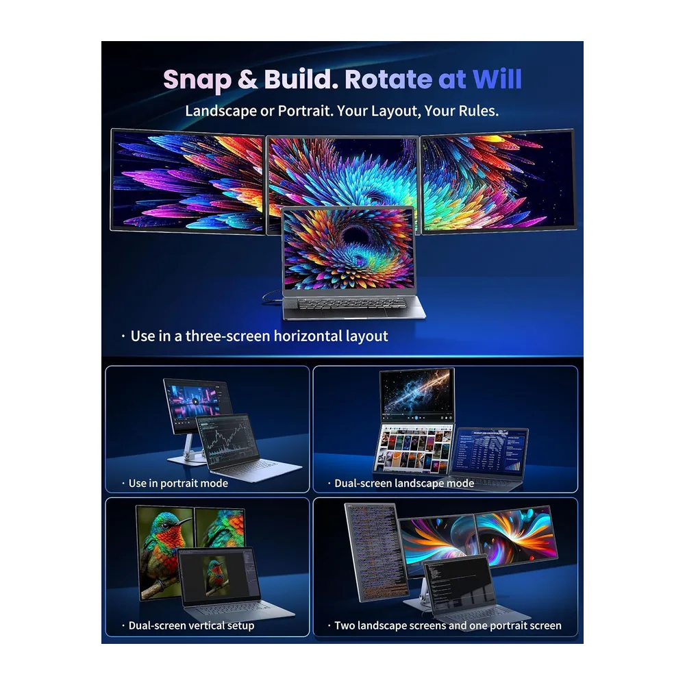 16 Zoll Triple-Bildschirm-Erweiterung , 1200P IPS 100% sRGB Laptop Monitor — 6