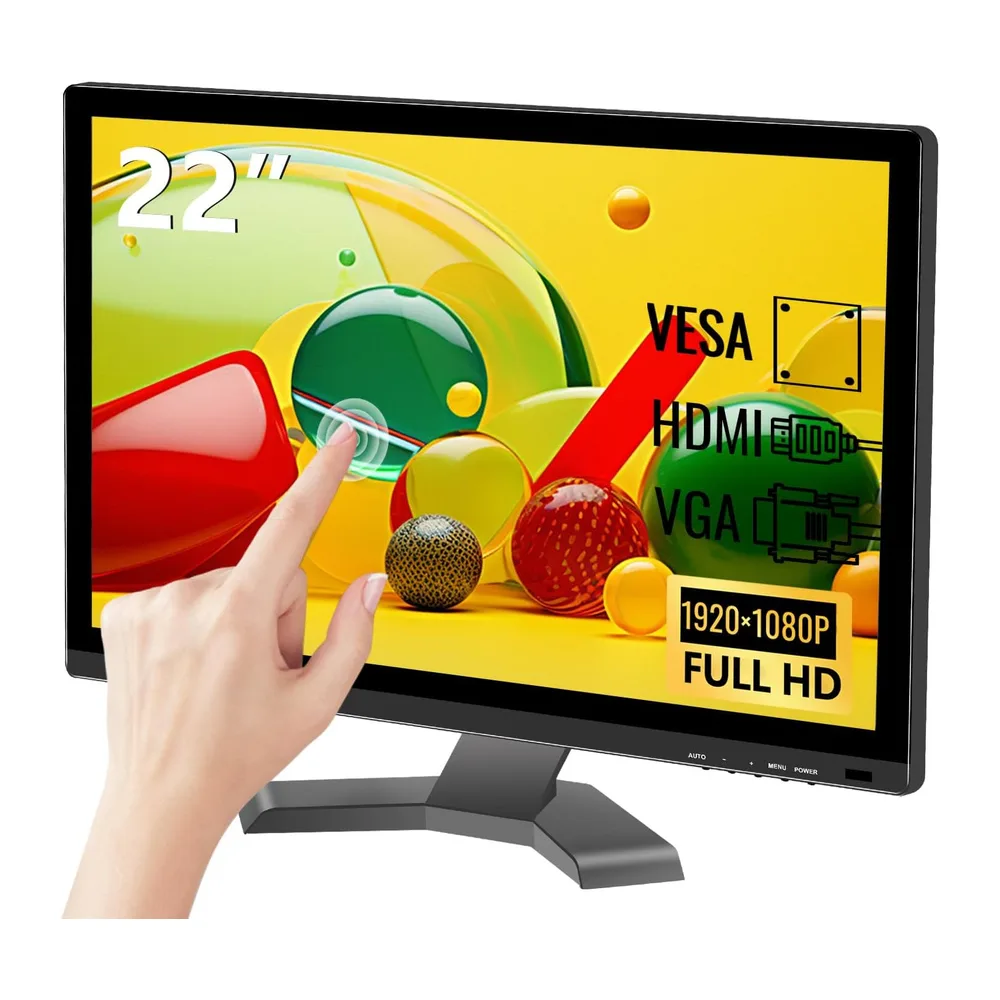 21,5 Zoll Touchscreen PC Monitor, Full HD 1920x1080P 10-Punkt Multi-Touch Computer Monitor mit HDMI VGA USB