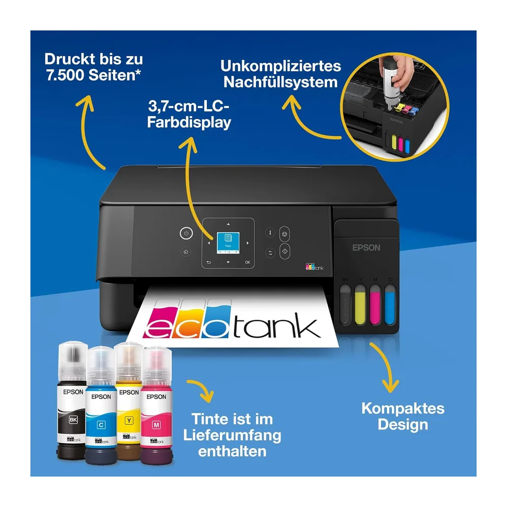 Epson EcoTank ET-2922 | Für vielbeschäftigte Haushalte | Wi-Fi | A4 | Drucken, Kopieren, Scannen | LC-Display — 2