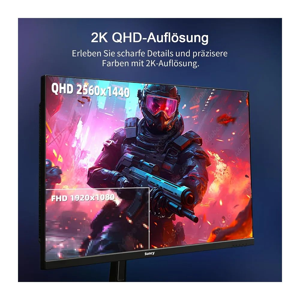 Suncy 32 Zoll 2K Gaming Monitor, 170Hz, WQHD, 1ms Fast IPS, 2560x1440, 1500R, 98% sRGB, FreeSync Premium, — 4