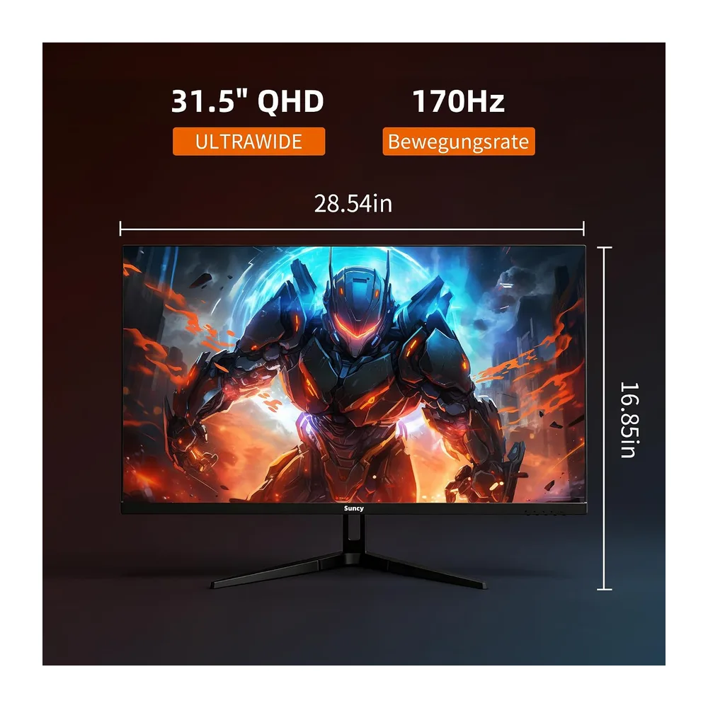 Suncy 32 Zoll 2K Gaming Monitor, 170Hz, WQHD, 1ms Fast IPS, 2560x1440, 1500R, 98% sRGB, FreeSync Premium, — 6