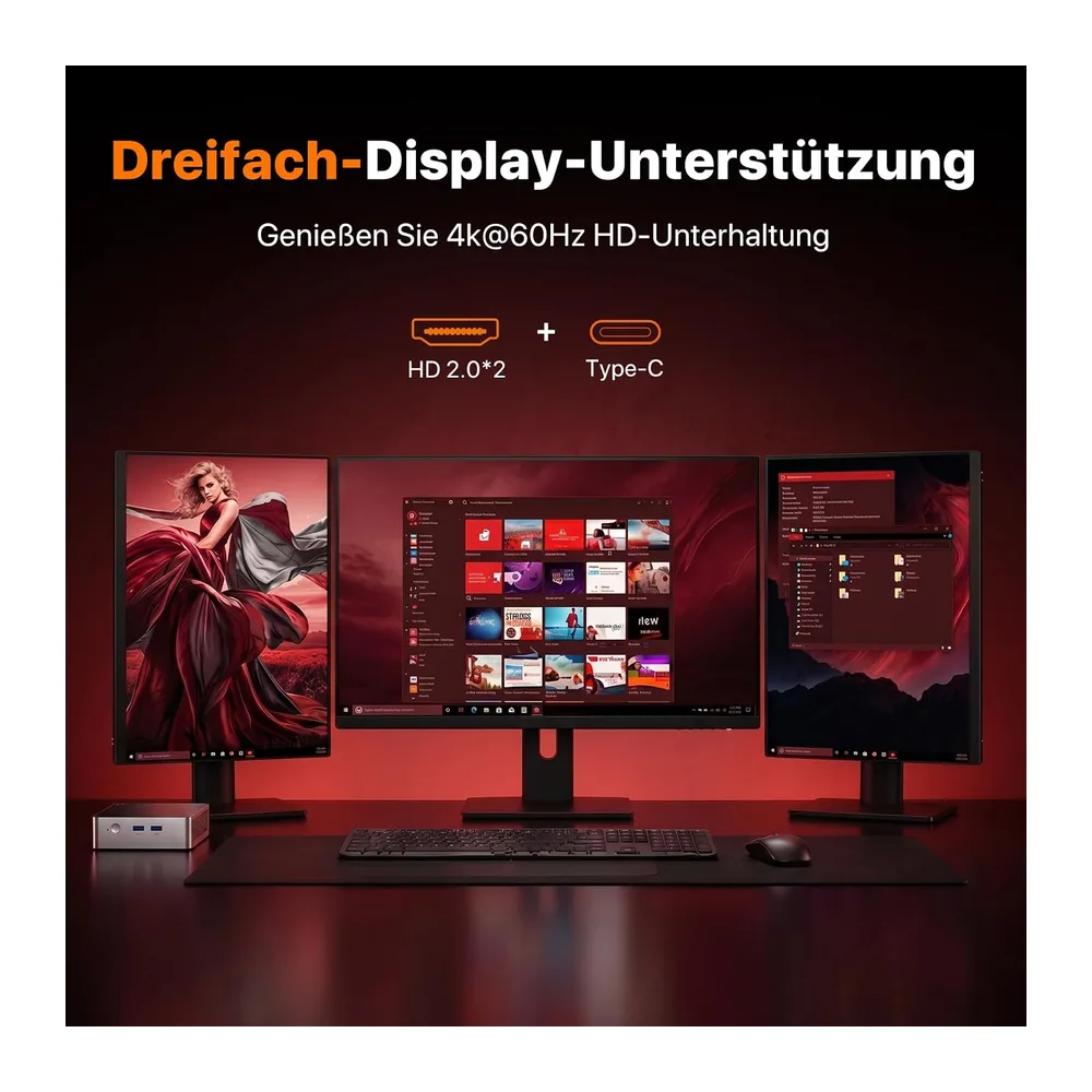 PELADN Mini PC AMD Ryzen 4300U bis zu 3,7 GHz — 4