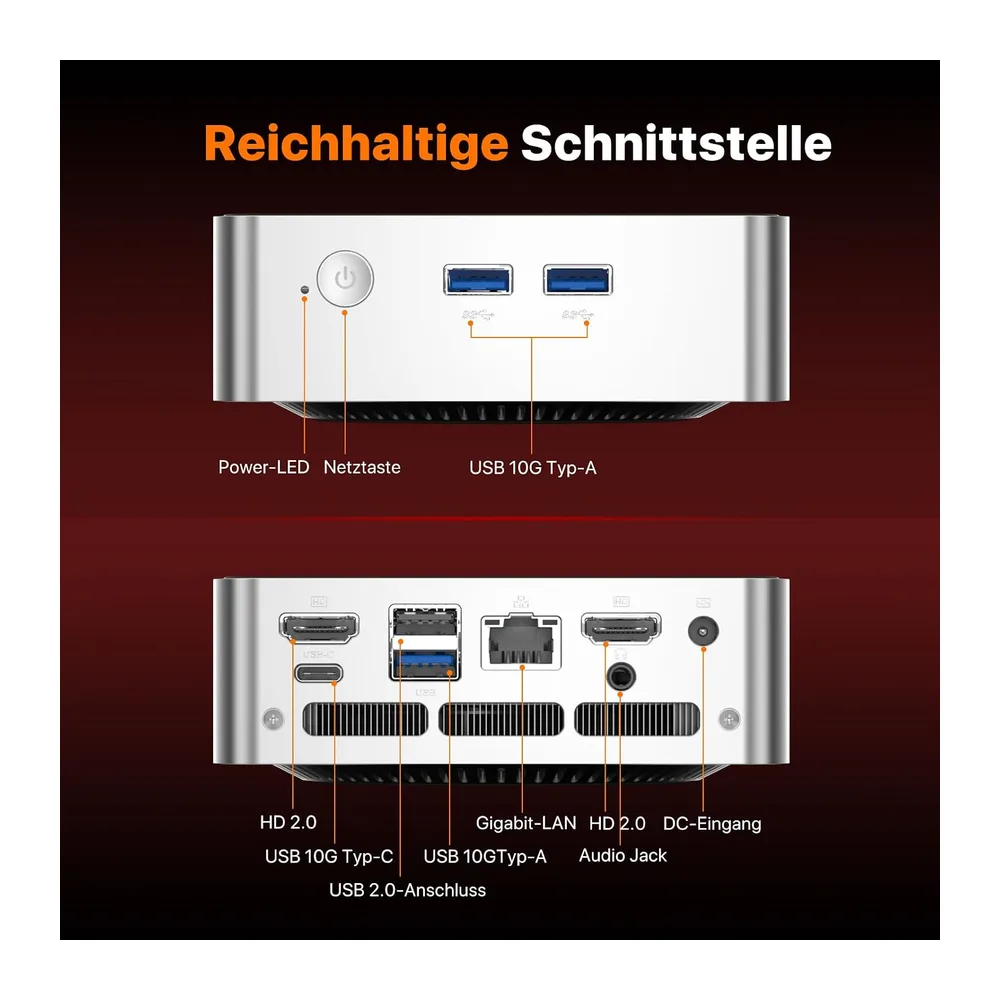 PELADN Mini PC AMD Ryzen 4300U bis zu 3,7 GHz — 5