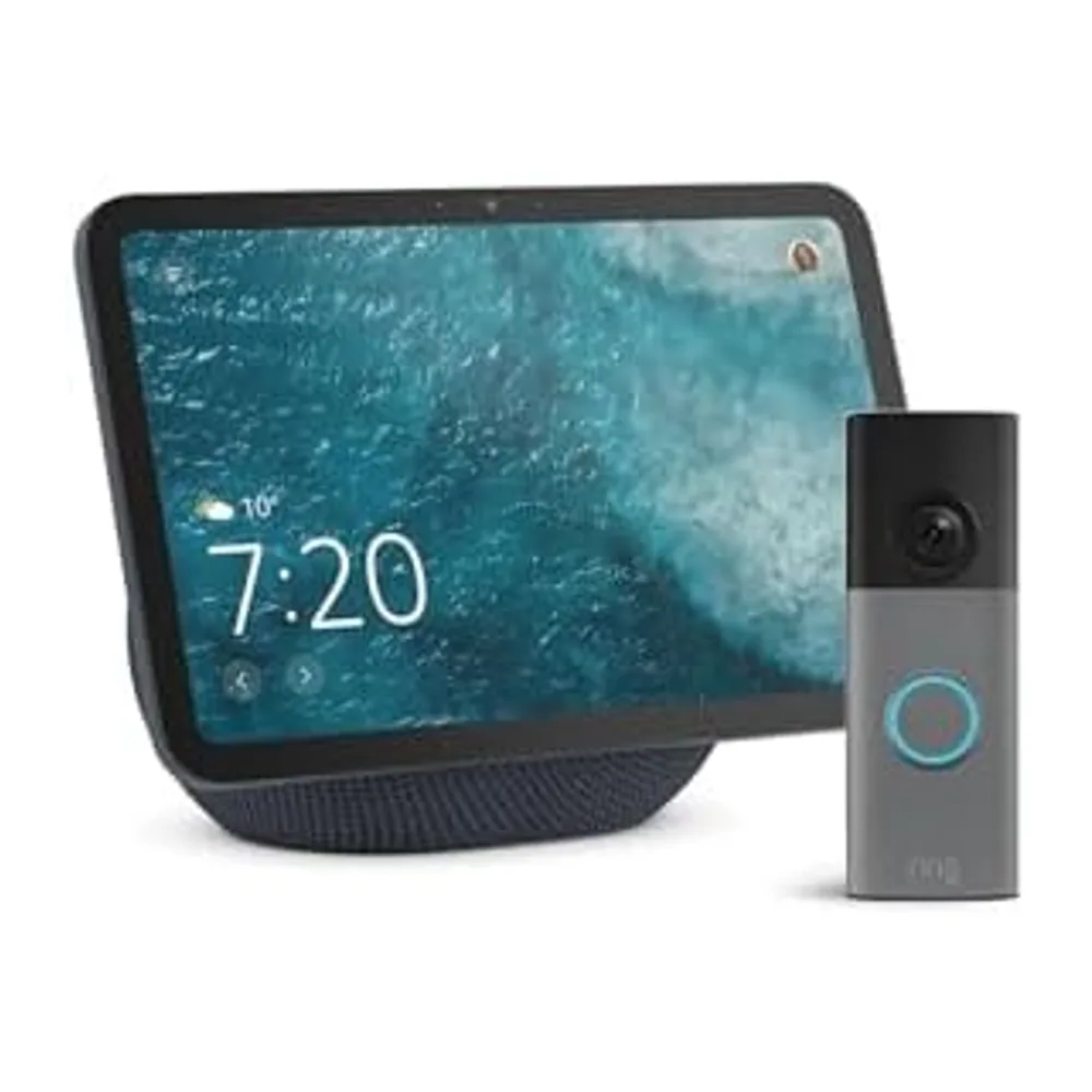 Amazon Echo Show 8 (neueste Gen.), Graphit + Ring Akku-Videotürklingel (neueste Gen.), Gesprenkeltes Grau,