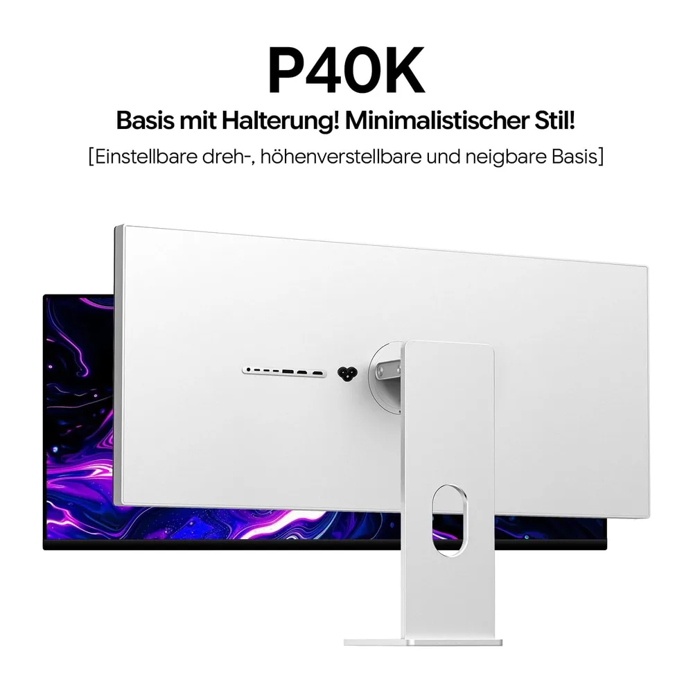 P40K 40'' 5K Monitor 120Hz, IPS 2000:1 Minimalistisch mit Ständer — 2
