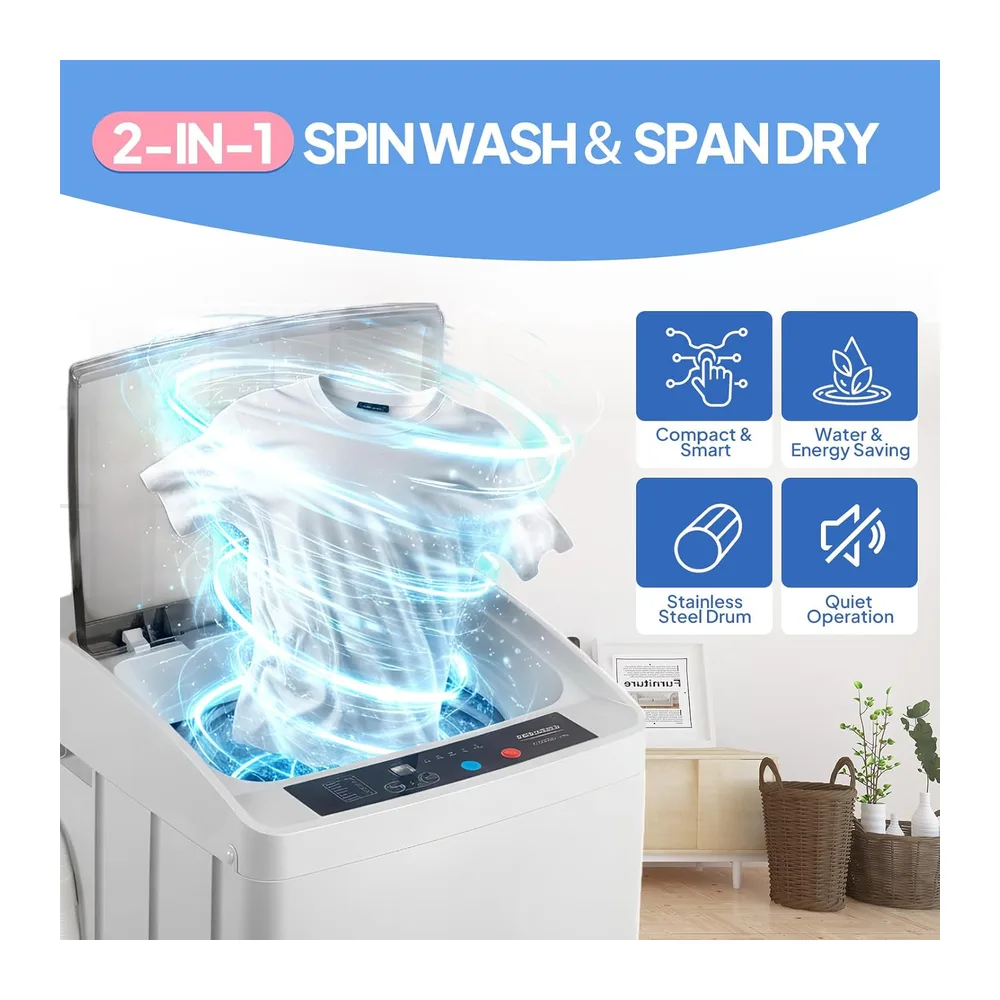 ROVSUN Toplader Waschmaschine 5KG, Waschmaschine Toplader mit 8 Waschprogramm & 5 Wasserstände, Kleine — 5