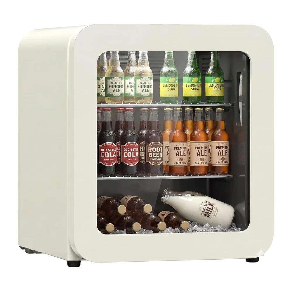 °CUBES Retro Kühlschrank 48L Creme – Kompakter Mini Kühlschrank für Zuhause, Büro, Kiosk & Gastronomie –
