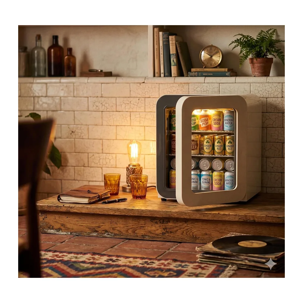 °CUBES Retro Kühlschrank 48L Creme – Kompakter Mini Kühlschrank für Zuhause, Büro, Kiosk & Gastronomie – — 3