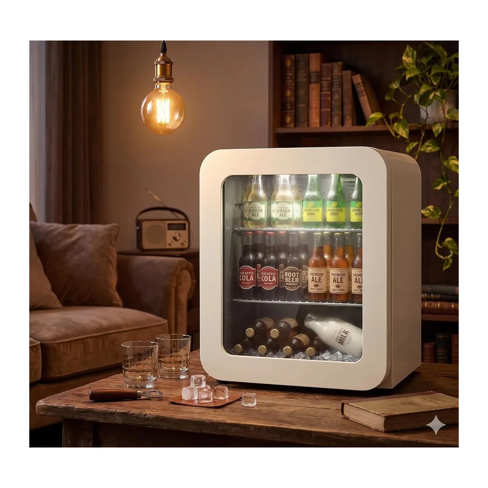 °CUBES Retro Kühlschrank 48L Creme – Kompakter Mini Kühlschrank für Zuhause, Büro, Kiosk & Gastronomie – — 4