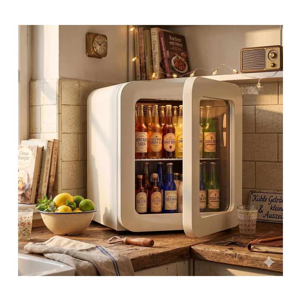 °CUBES Retro Kühlschrank 48L Creme – Kompakter Mini Kühlschrank für Zuhause, Büro, Kiosk & Gastronomie – — 5