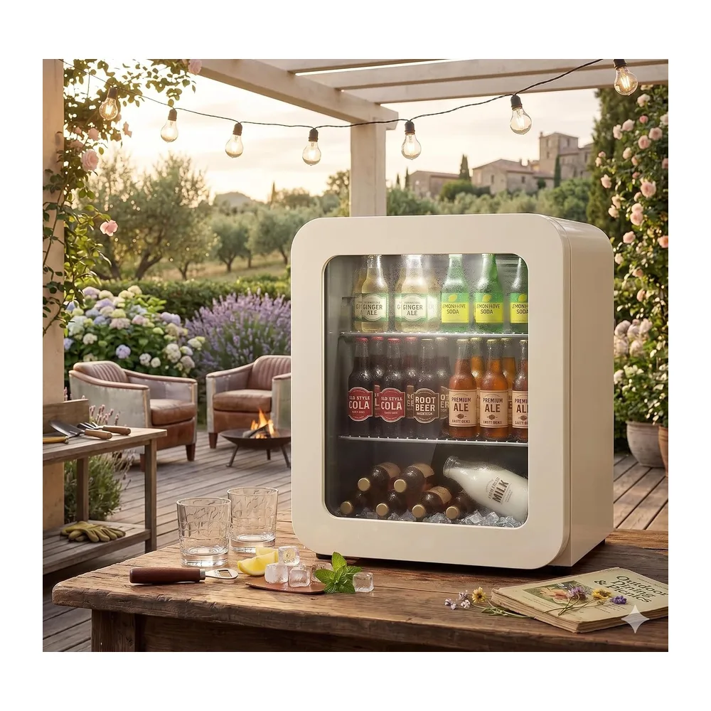 °CUBES Retro Kühlschrank 48L Creme – Kompakter Mini Kühlschrank für Zuhause, Büro, Kiosk & Gastronomie – — 6