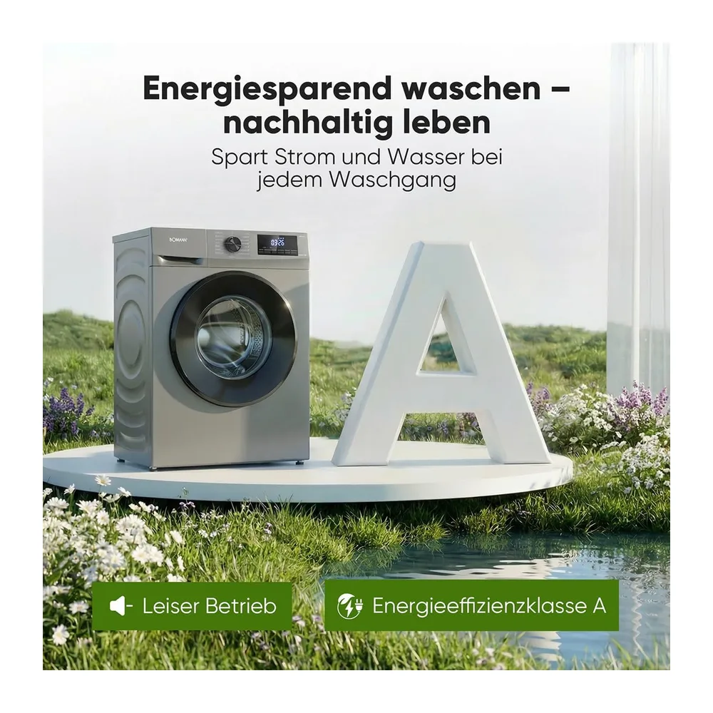 Bomann® Waschmaschine 7kg | 10 Jahre Motor-Garantie | Invertermotor - effizient, leise & langlebig | max. — 4