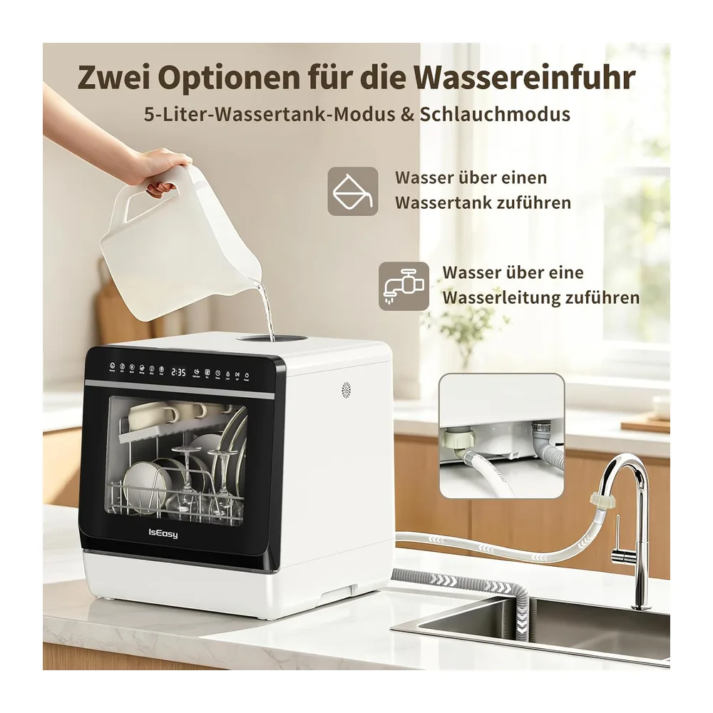 Tischgeschirrspüler, Mini Geschirrspüler ohne Wasseranschluss (mit 5L Wassertank) – ideal für Camping, — 4
