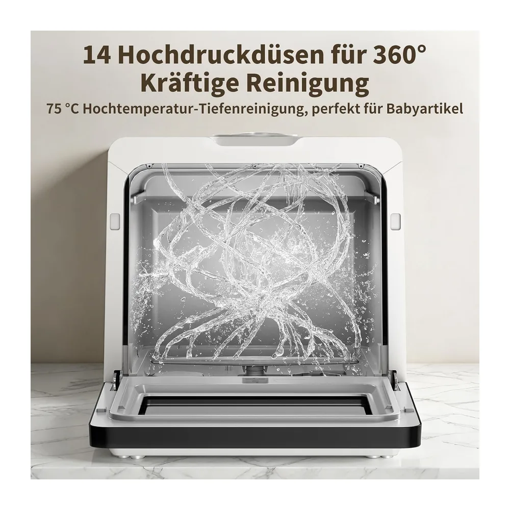 Tischgeschirrspüler, Mini Geschirrspüler ohne Wasseranschluss (mit 5L Wassertank) – ideal für Camping, — 6