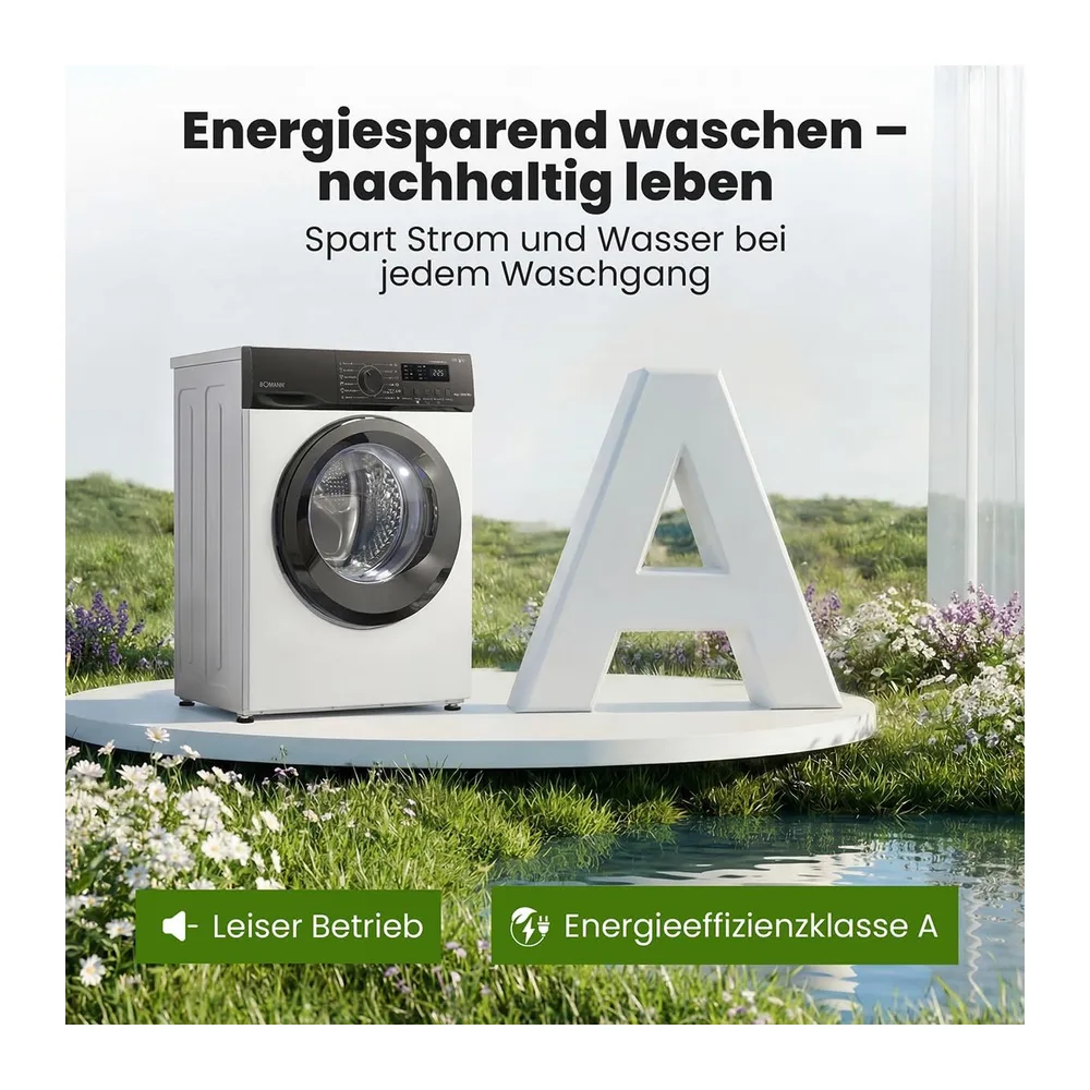 Bomann® Waschmaschine 6kg | 5 Jahre Motor-Garantie | Invertermotor - effizient, leise & langlebig | max. 1000 — 3