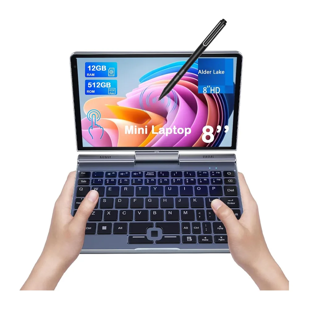 8-Zoll 2-in-1 Mini-Laptop mit QWERTZ-Tastatur — 2