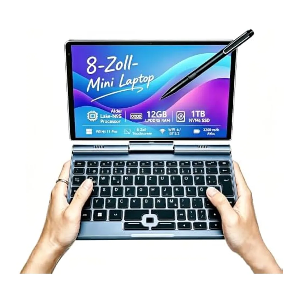 8-Zoll 2-in-1 Mini-Laptop mit QWERTZ-Tastatur — 4