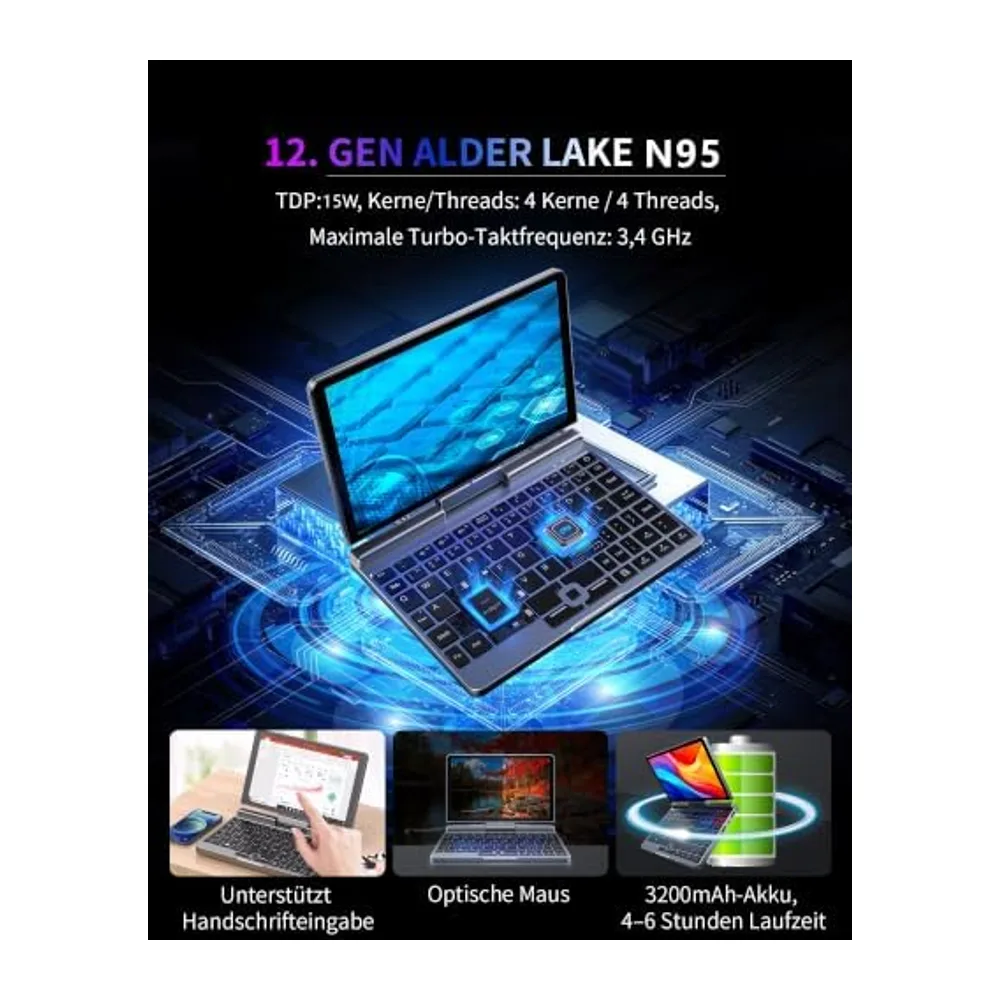 8-Zoll 2-in-1 Mini-Laptop mit QWERTZ-Tastatur — 5