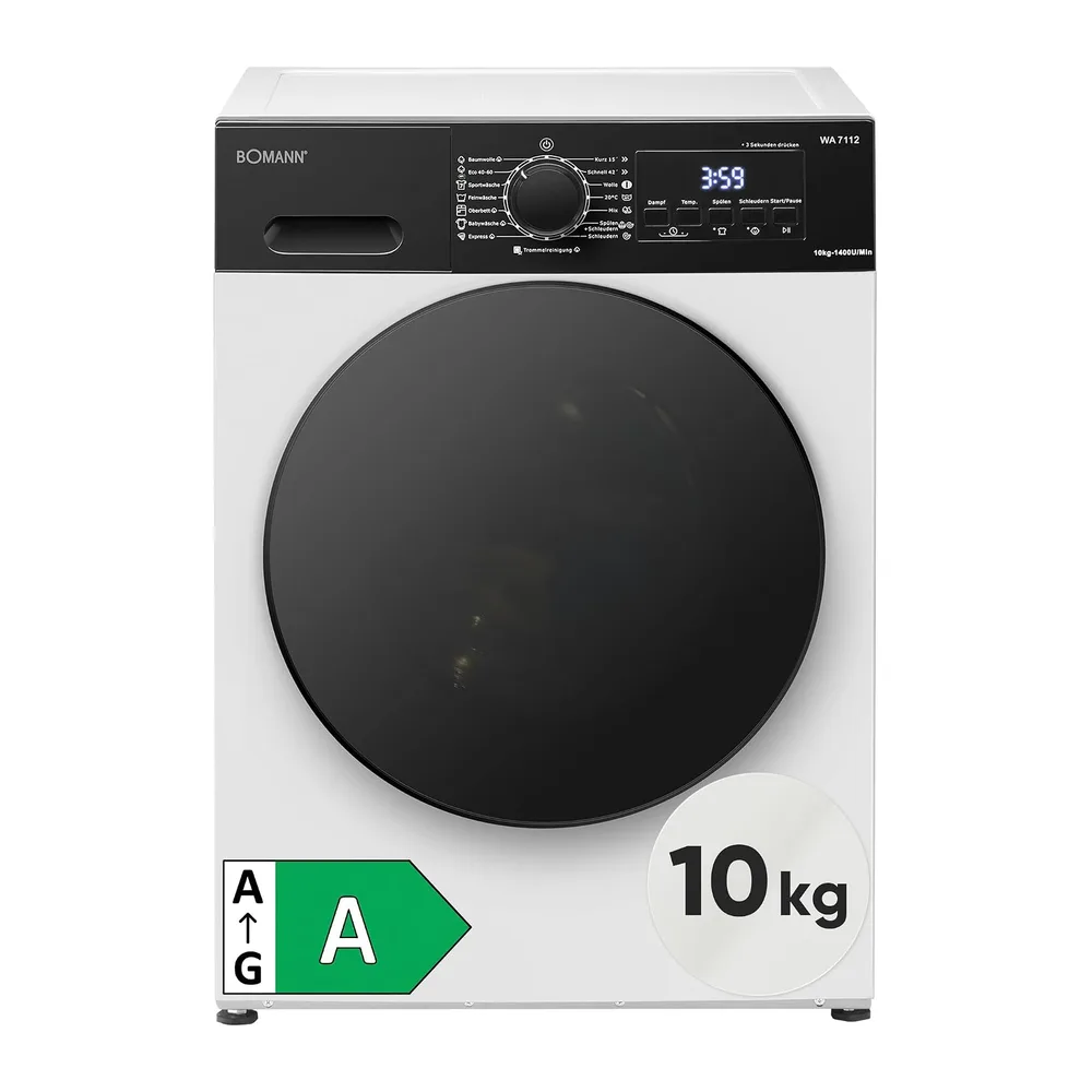 Bomann® Waschmaschine 10kg | 5 Jahre Motor-Garantie | Invertermotor - effizient, leise & langlebig | inkl.