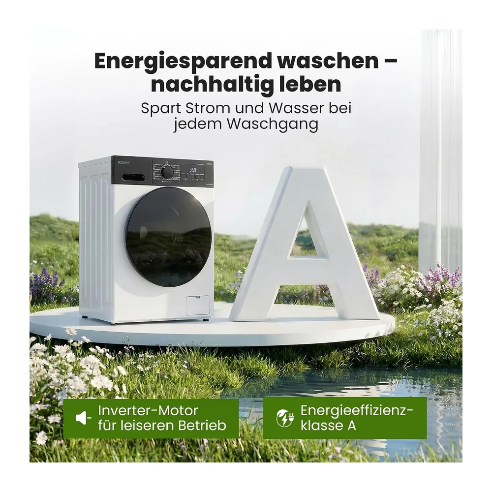 Bomann® Waschmaschine 10kg | 5 Jahre Motor-Garantie | Invertermotor - effizient, leise & langlebig | inkl. — 3