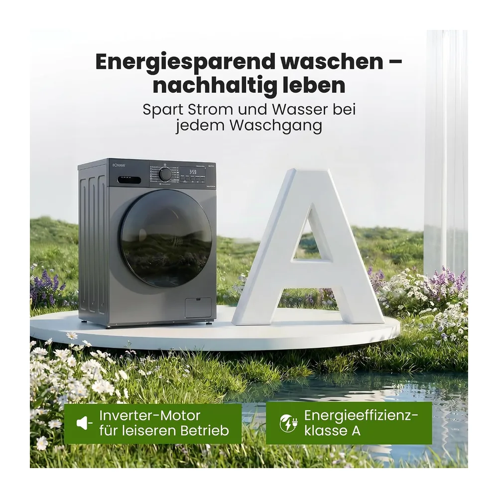 Bomann® Waschmaschine 10kg | 5 Jahre Motor-Garantie | Invertermotor - effizient, leise & langlebig | inkl. — 3
