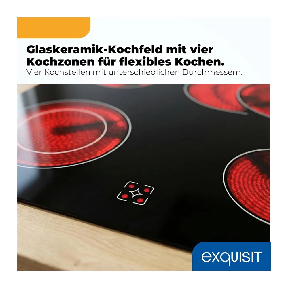Exquisit Einbauherd-Set Inox - Backofen 58 l Umluft & Glaskeramik-Kochfeld [Energieklasse A] — 3