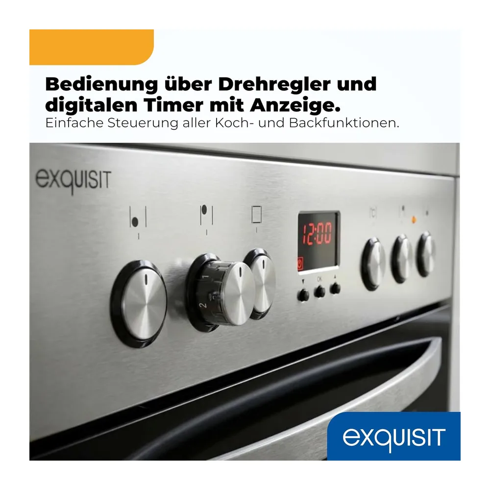 Exquisit Einbauherd-Set Inox - Backofen 58 l Umluft & Glaskeramik-Kochfeld [Energieklasse A] — 5
