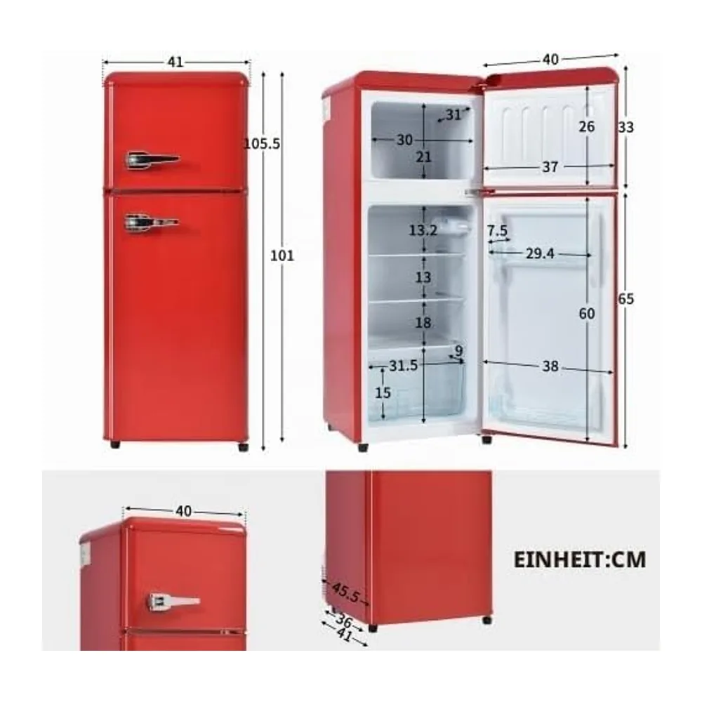 Merax Retro Kühlschrank mit Gefrierfach, Mini Kühlschrank 92L, 28L Gefrierraum, 7 Temperaturstufen, Kompakt — 2